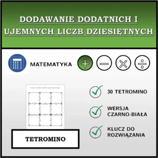 Tetromino: Dodawanie dodatnich i ujemnych liczb dziesiętnych