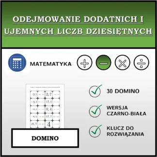 Domino: Odejmowanie dodatnich i ujemnych liczb dziesiętnych