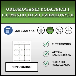 Tetromino: Odejmowanie dodatnich i ujemnych liczb dziesiętnych