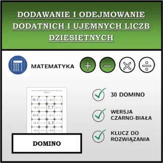 Domino: Dodawanie i odejmowanie dodatnich i ujemnych liczb dziesiętnych