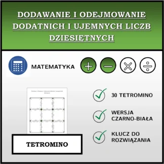 Tetromino: Dodawanie i odejmowanie dodatnich i ujemnych liczb dziesiętnych