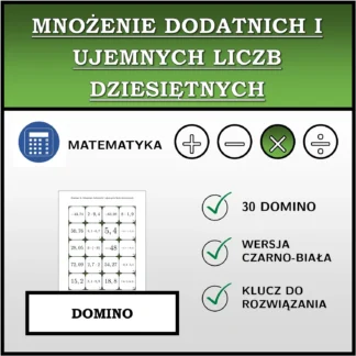 Domino: Mnożenie dodatnich i ujemnych liczb dziesiętnych