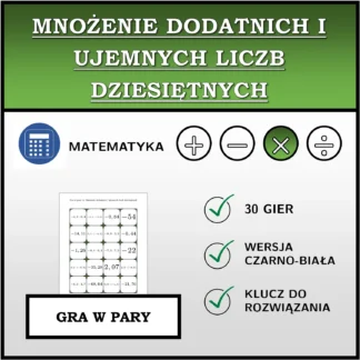 Gra w pary: Mnożenie dodatnich i ujemnych liczb dziesiętnych