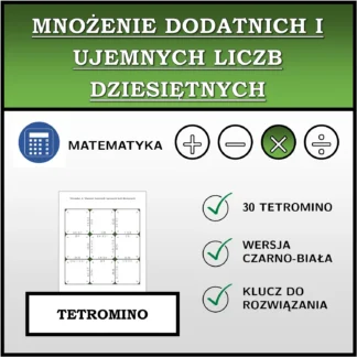 Tetromino: Mnożenie dodatnich i ujemnych liczb dziesiętnych