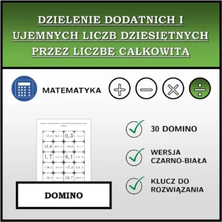 Domino: Dzielenie dodatnich i ujemnych liczb dziesiętnych przez liczbę całkowitą