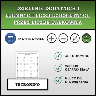 Tetromino: Dzielenie dodatnich i ujemnych liczb dziesiętnych przez liczbę całkowitą