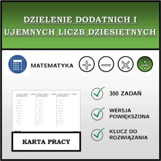 Karta pracy: Dzielenie dodatnich i ujemnych liczb dziesiętnych