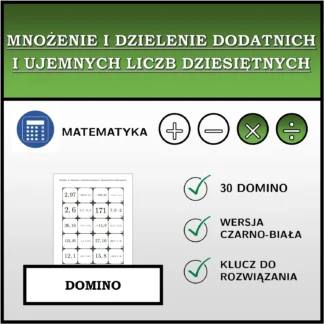 Domino: Mnożenie i dzielenie dodatnich i ujemnych liczb dziesiętnych