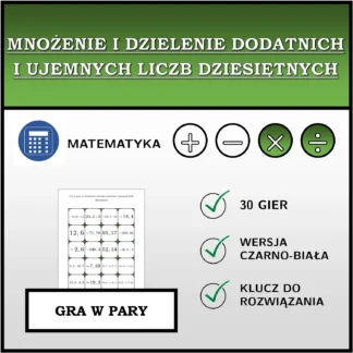 Gra w pary: Mnożenie i dzielenie dodatnich i ujemnych liczb dziesiętnych