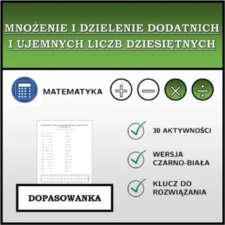 Dopasowanka: Mnożenie i dzielenie dodatnich i ujemnych liczb dziesiętnych