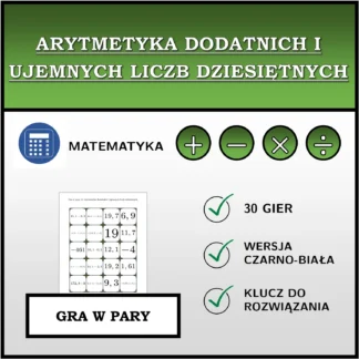 Gra w pary: Arytmetyka dodatnich i ujemnych liczb dziesiętnych