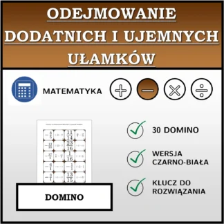 Domino: Odejmowanie dodatnich i ujemnych ułamków