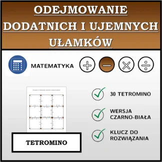 Tetromino: Odejmowanie dodatnich i ujemnych ułamków
