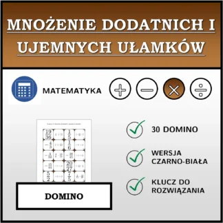 Domino: Mnożenie dodatnich i ujemnych ułamków