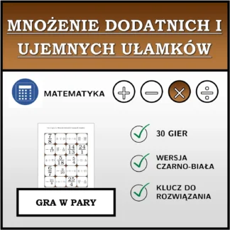 Gra w pary: Mnożenie dodatnich i ujemnych ułamków
