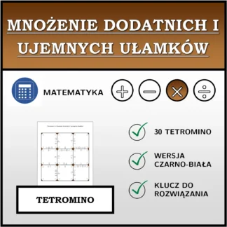 Tetromino: Mnożenie dodatnich i ujemnych ułamków