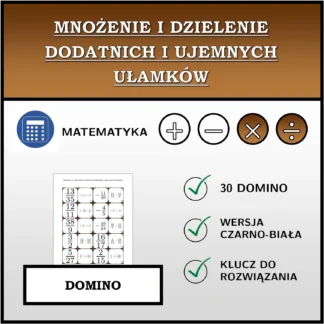 Domino: Mnożenie i dzielenie dodatnich i ujemnych ułamków