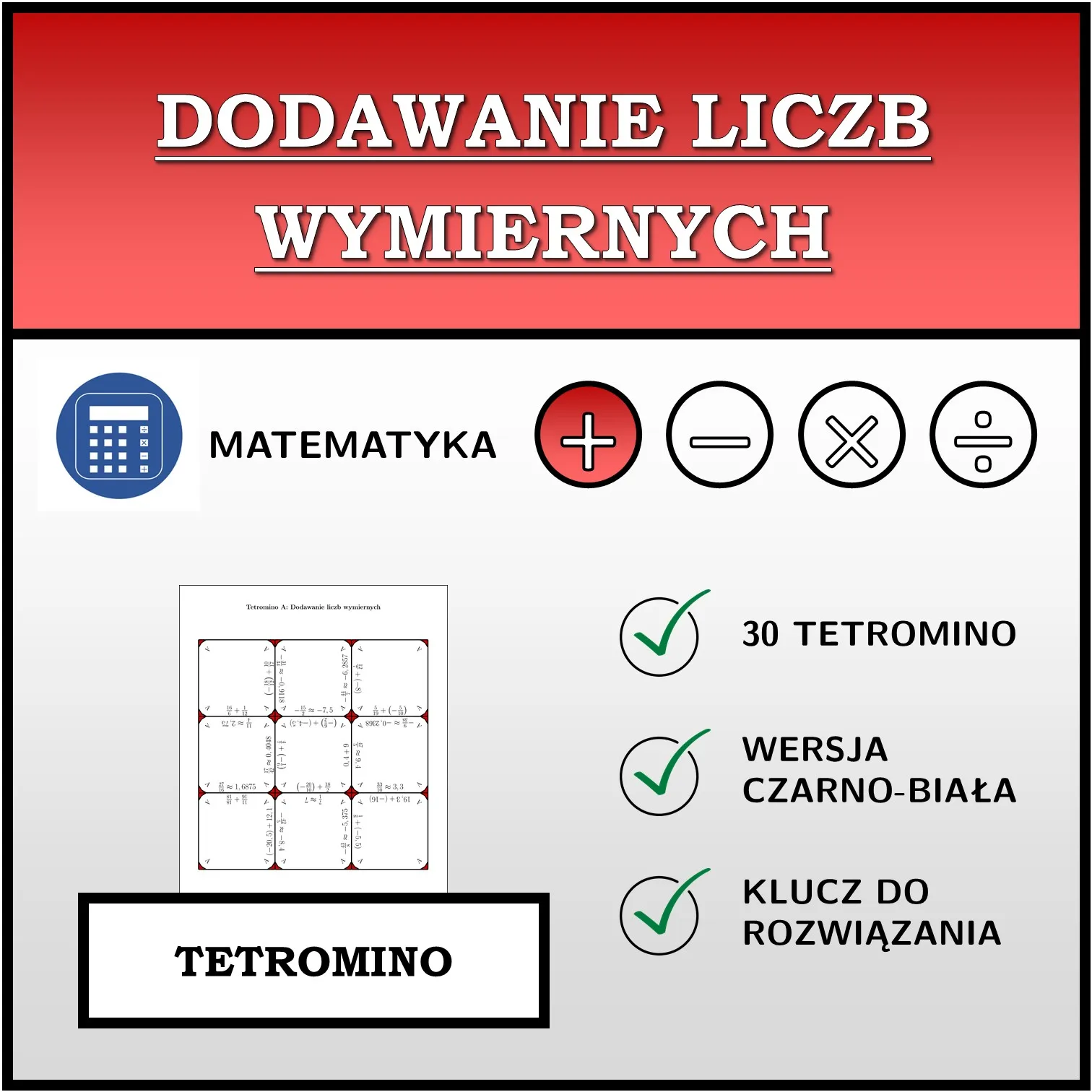 Tetromino: Dodawanie liczb wymiernych