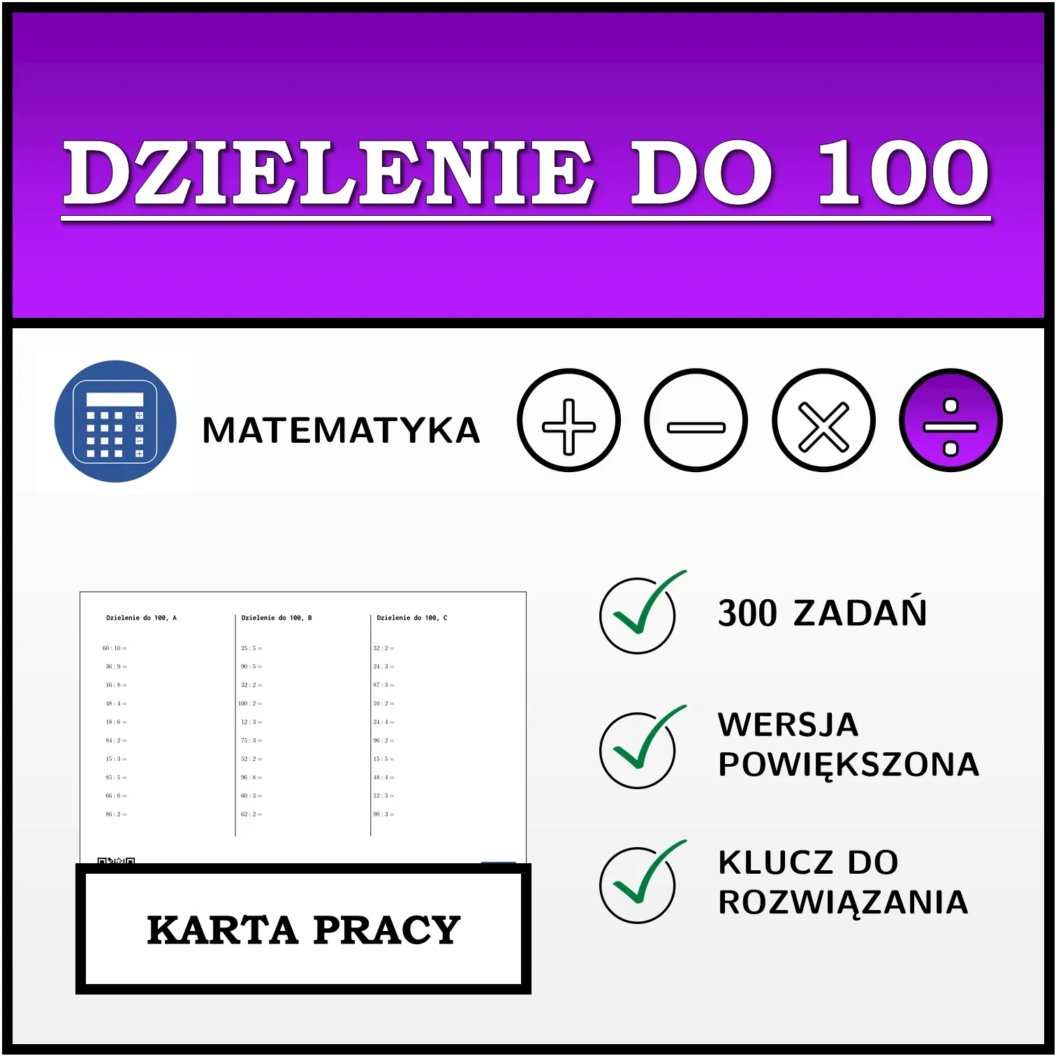 Karta pracy: Dzielenie do 100