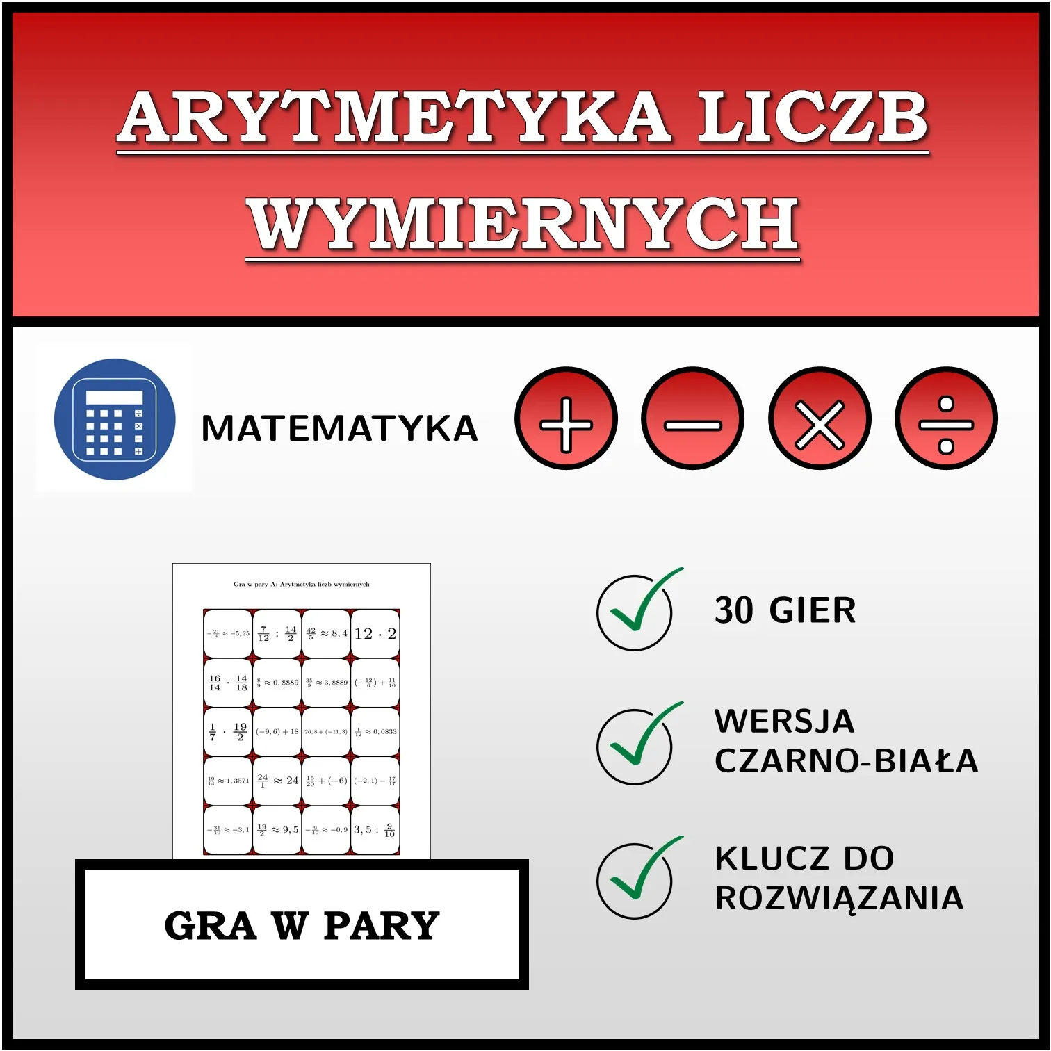 Gra w pary: Arytmetyka liczb wymiernych