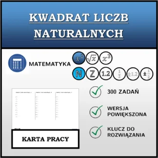 Karta pracy: Kwadrat liczb naturalnych