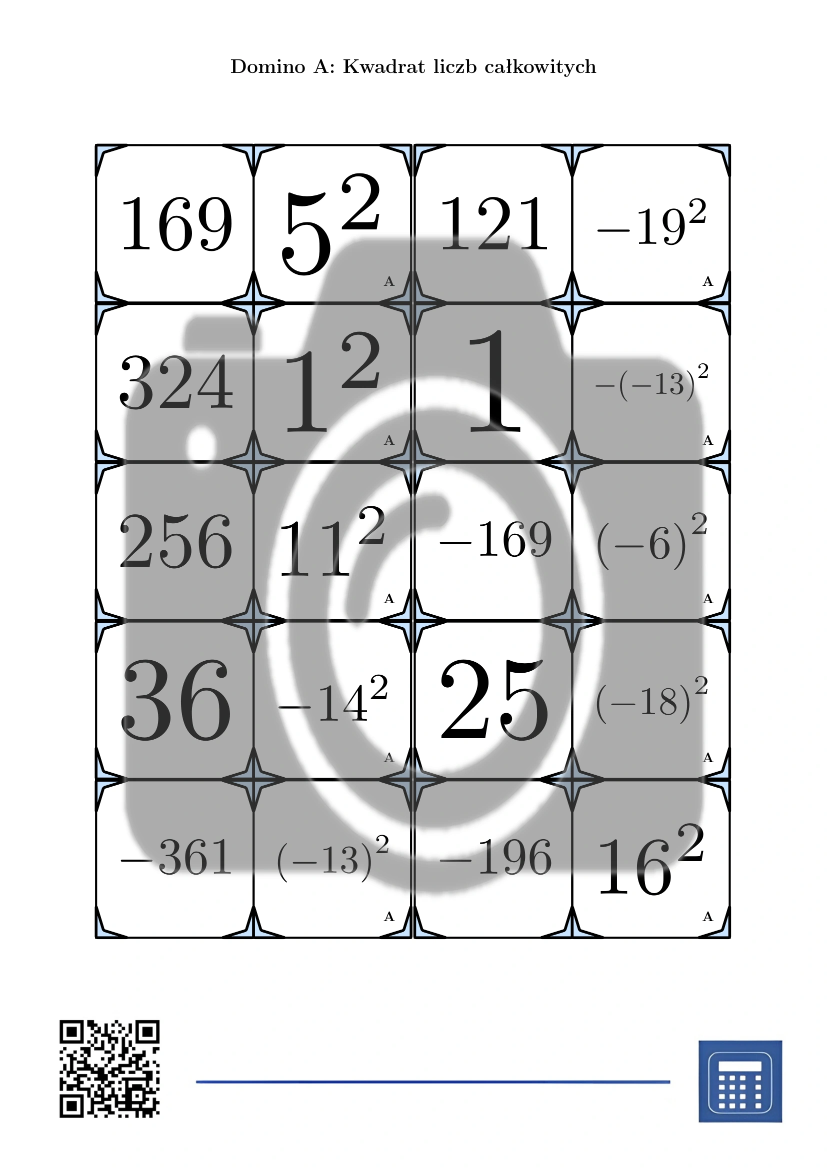 Domino: Kwadrat liczb całkowitych - obrazek 2