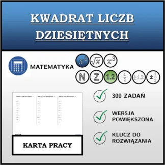 Karta pracy: Kwadrat liczb dziesiętnych