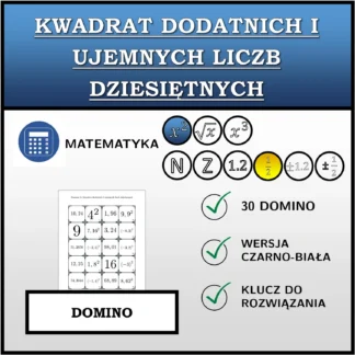 Domino: Kwadrat dodatnich i ujemnych liczb dziesiętnych
