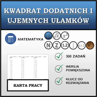 Karta pracy: Kwadrat dodatnich i ujemnych ułamków