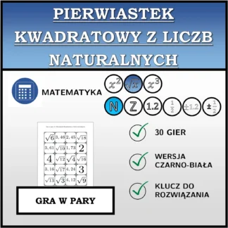 Gra w pary: Pierwiastek kwadratowy z liczb naturalnych