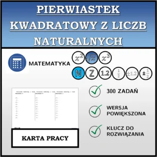 Karta pracy: Pierwiastek kwadratowy z liczb naturalnych
