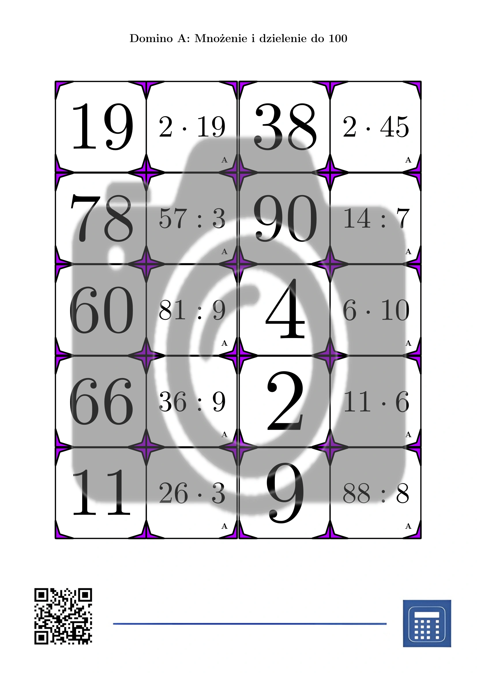 Domino: Mnożenie i dzielenie do 100 - obrazek 2