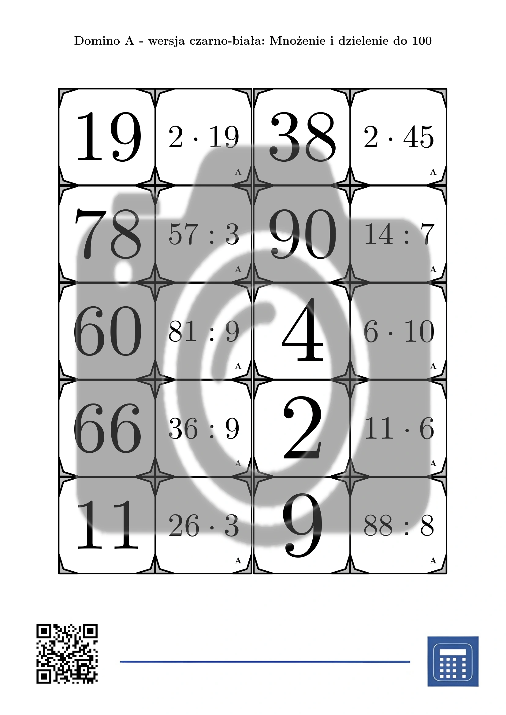 Domino: Mnożenie i dzielenie do 100 - obrazek 3