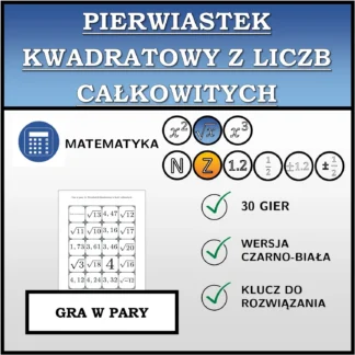 Gra w pary: Pierwiastek kwadratowy z liczb całkowitych