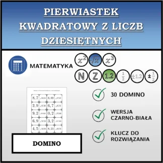 Domino: Pierwiastek kwadratowy z liczb dziesiętnych