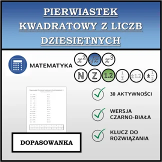 Dopasowanka: Pierwiastek kwadratowy z liczb dziesiętnych