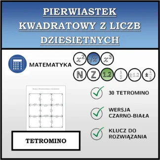 Tetromino: Pierwiastek kwadratowy z liczb dziesiętnych