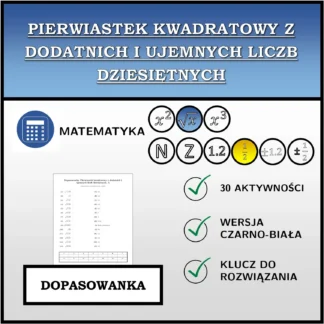 Dopasowanka: Pierwiastek kwadratowy z dodatnich i ujemnych liczb dziesiętnych