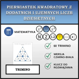 Trimino: Pierwiastek kwadratowy z dodatnich i ujemnych liczb dziesiętnych