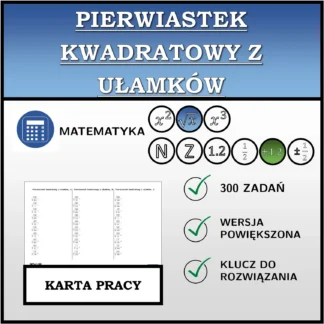 Karta pracy: Pierwiastek kwadratowy z ułamków