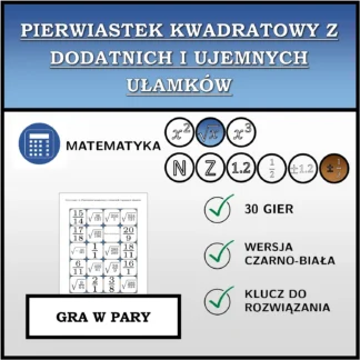 Gra w pary: Pierwiastek kwadratowy z dodatnich i ujemnych ułamków