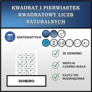 Domino: Kwadrat i pierwiastek kwadratowy liczb naturalnych