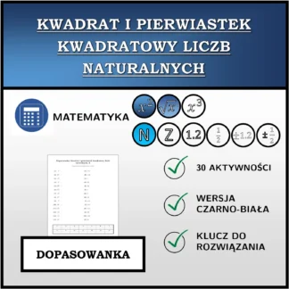 Dopasowanka: Kwadrat i pierwiastek kwadratowy liczb naturalnych