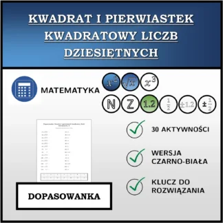 Dopasowanka: Kwadrat i pierwiastek kwadratowy liczb dziesiętnych
