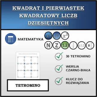 Tetromino: Kwadrat i pierwiastek kwadratowy liczb dziesiętnych