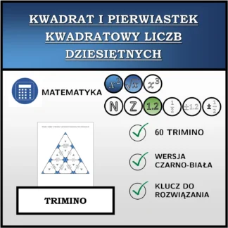 Trimino: Kwadrat i pierwiastek kwadratowy liczb dziesiętnych